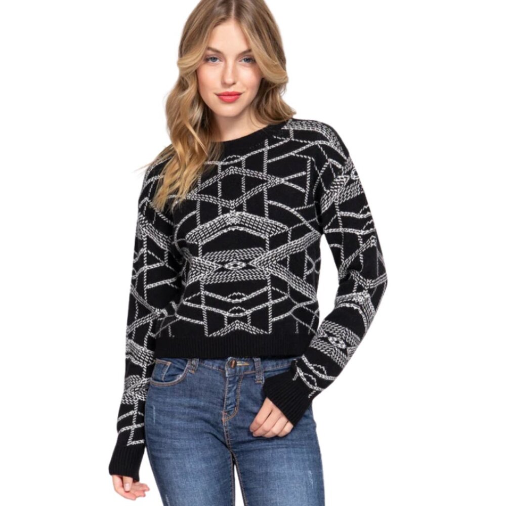 Aztec Pattern Jacquard Sweater by Active Basic